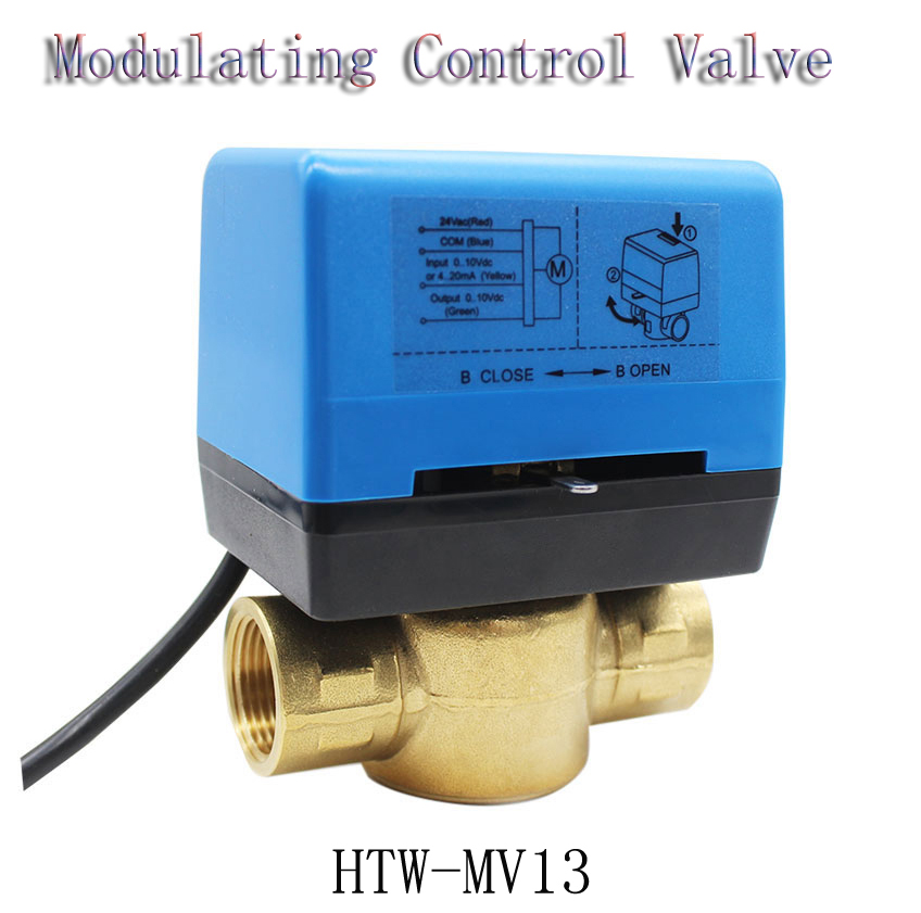 Brass 2 way electric ball valve 24V Modulating Motorized Valve For ...