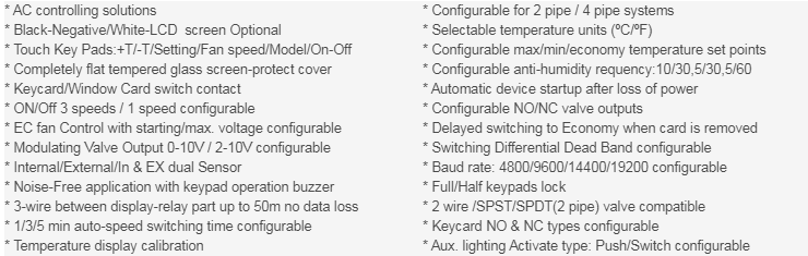 Termostato digital de aire acondicionado de hotel ocupado / desocupado que ahorra energía