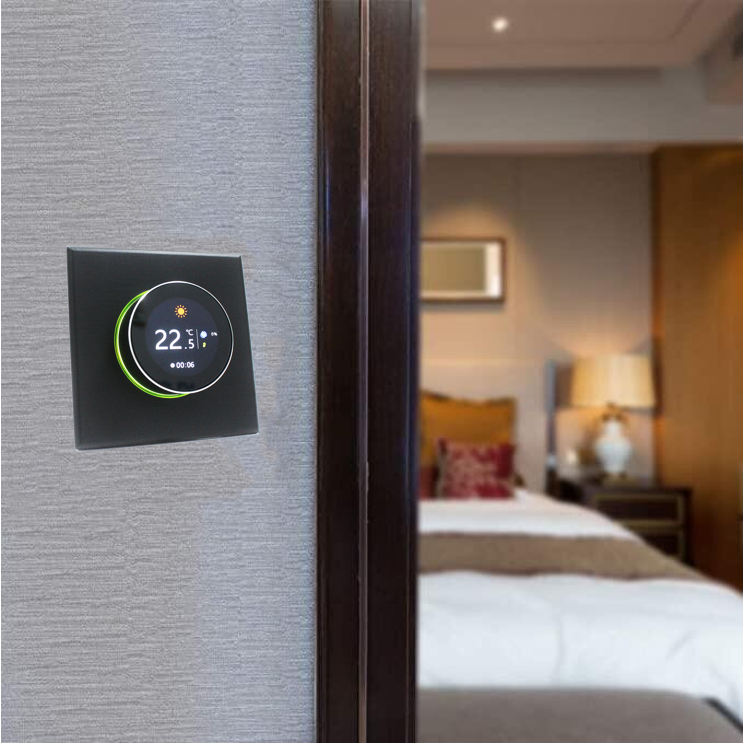 Metallic Sliver/Black/Champagne Rotary Screen Heating Smart Thermostat Htw-Wf17