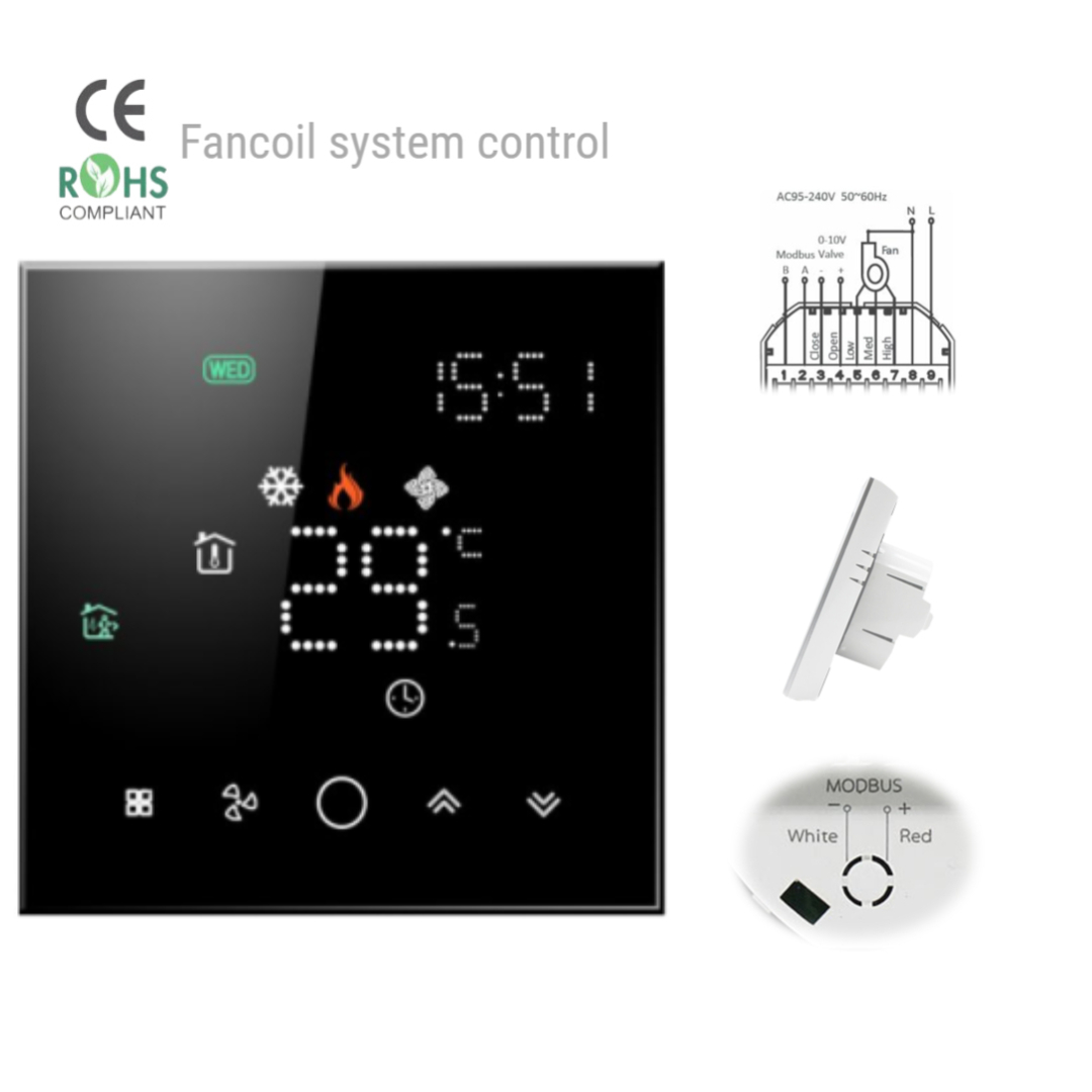 Hotowell Smart Wifi Electronic Fancoil Digital Touch Thermostat 