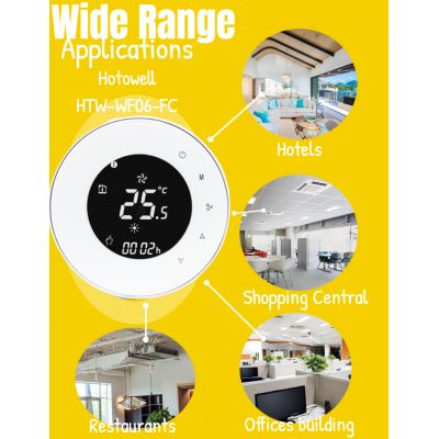 Touch Screen Nest Alike Round Shape Fan Coil Thermostat