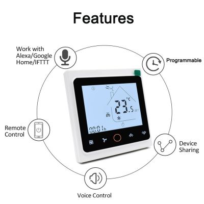 Qiumi Thermostat WiFi régulateur de température pour Plancher Chauffant  électrique Fonctionne avec  Alexa Google Home IFTTT 16A 95~240V :  : Bricolage