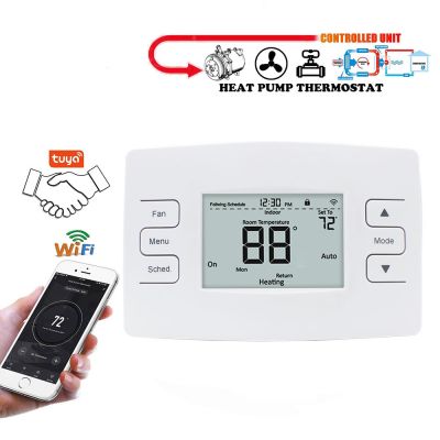 Heat Pump Voice Control Wifi Funtion 7 days Schedule setting Fan On/Auto Digital Thermostat HTW-MT09
