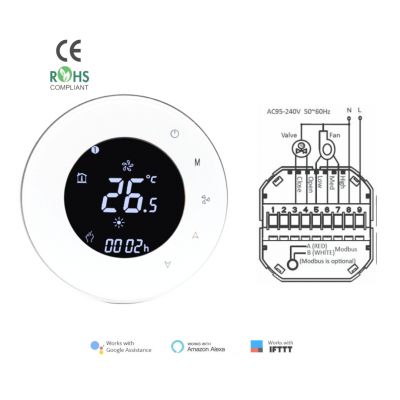 Termostato inteligente de 2 tubos y 4 tubos Botones táctiles Termostato programable Calefacción Refrigeración